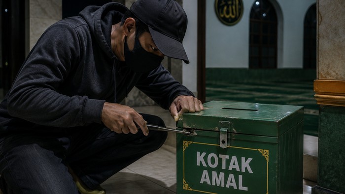 Aksi Pencurian Kotak Amal di Masjid Gagal, Pelaku Diamankan Massa